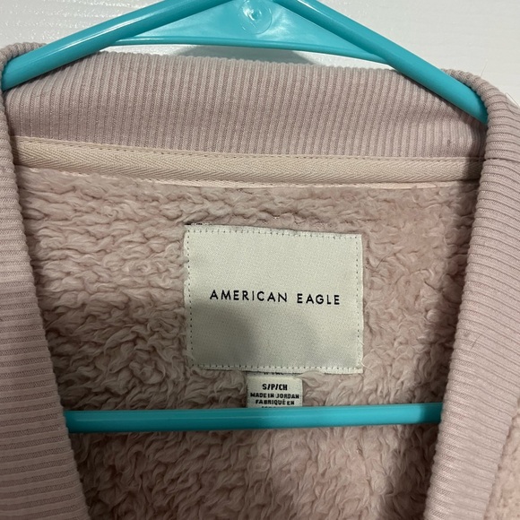 American Eagle Outfitters Colorblock Sherpa Sweatshirt - Cream, Brown, Tan - Picture 2 of 3